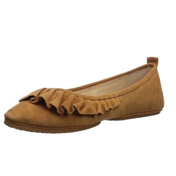 Yosi Samra Women's Vanessa foldable Ballet Flat camel tan suede sz 10 new - Picture 1 of 4